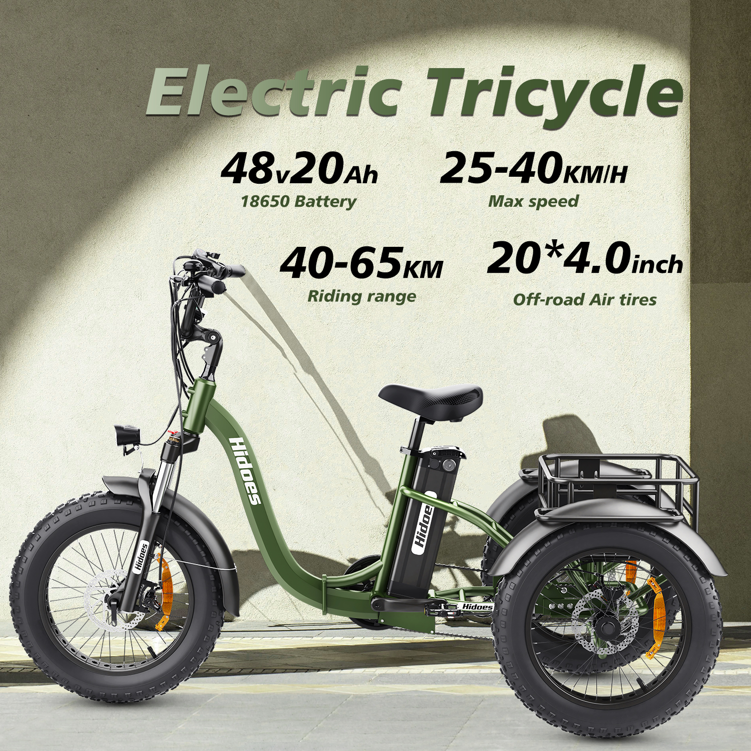 Elektryczny Rower Trójkołowiec Hidoes Pojazd elektryczny 750W 48V 20Ah - obrazek 2