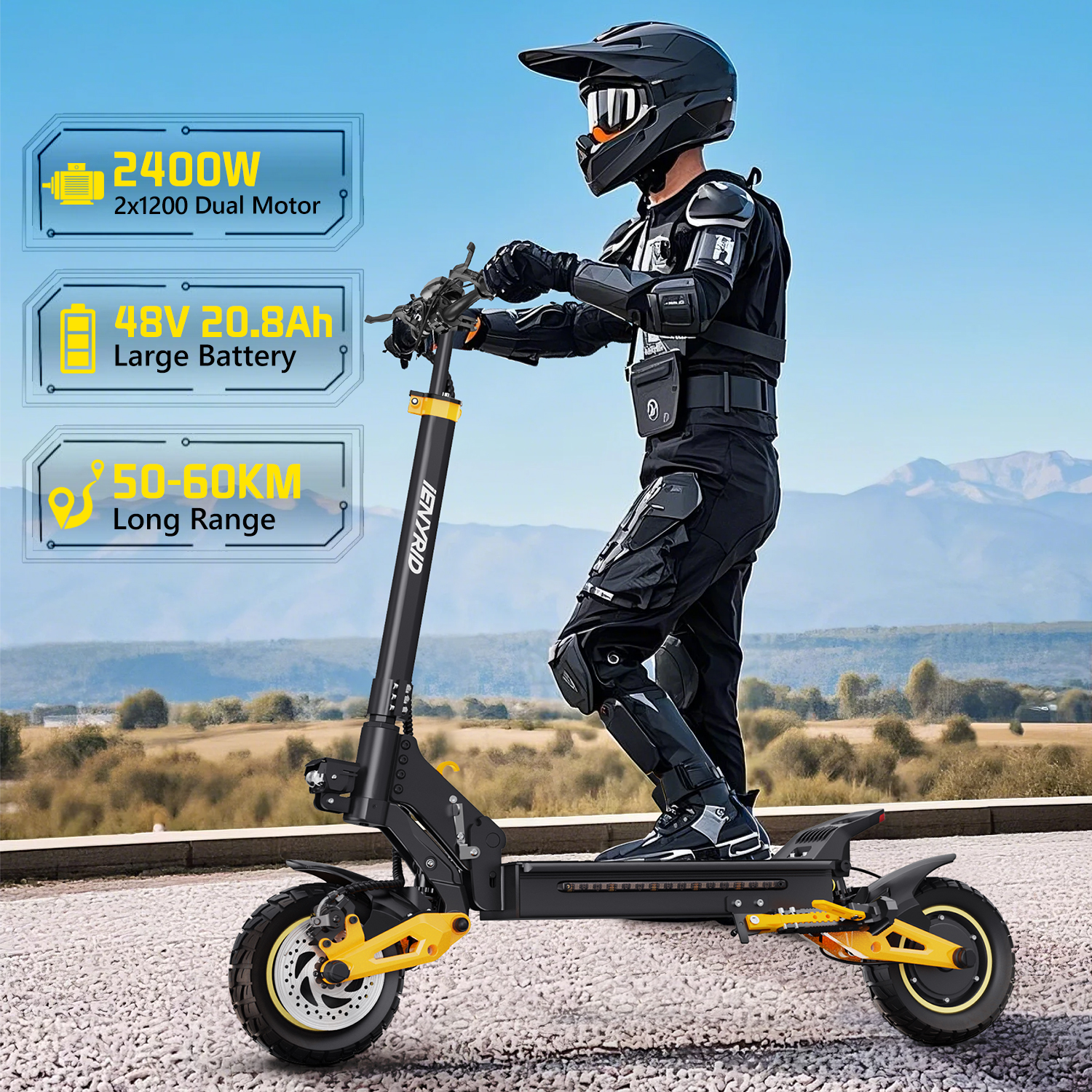 HULAJNOGA ELEKTRYCZNA IENYRID ES1 20Ah 2400W ZASIĘG 60KM KOŁA 10" AMORTYZACJA - obrazek 4