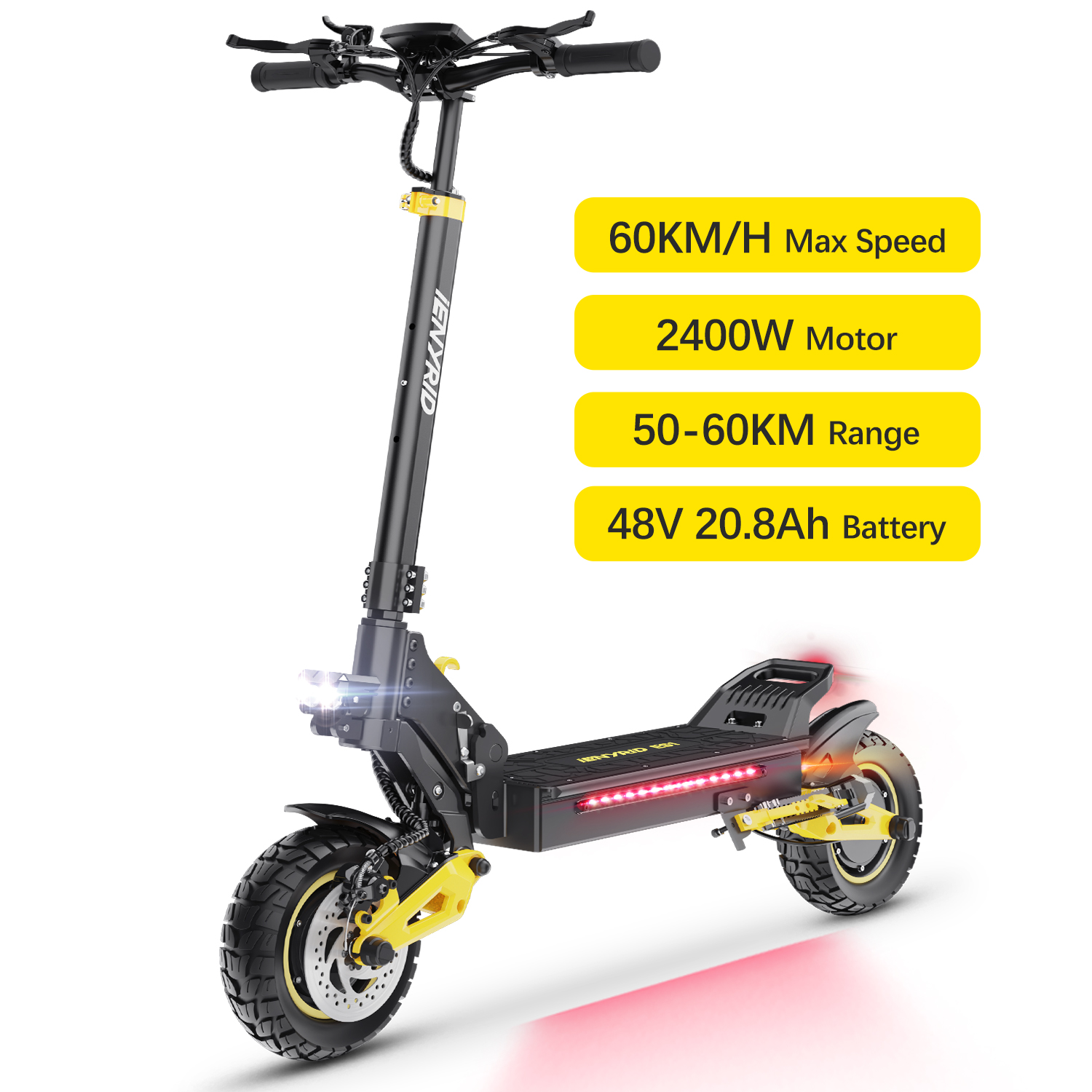 HULAJNOGA ELEKTRYCZNA IENYRID ES1 20Ah 2400W ZASIĘG 60KM KOŁA 10" AMORTYZACJA - obrazek 3